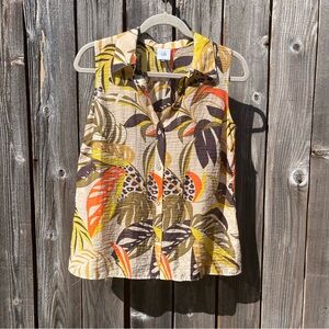 Cabi sleeveless tropical sheet top size small